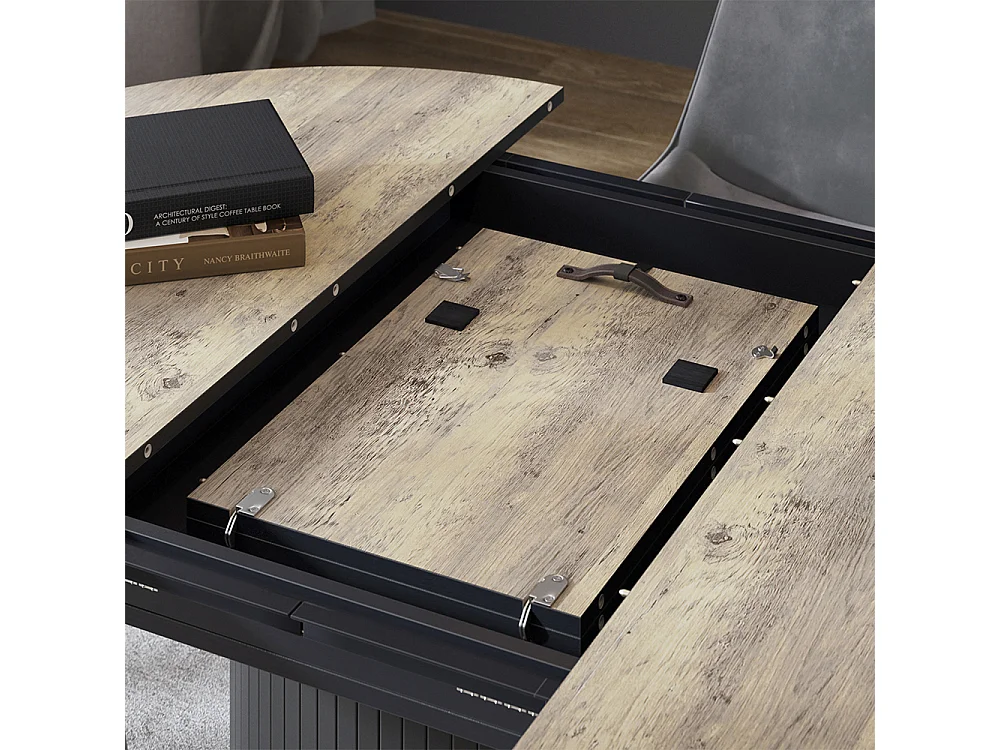 Dining table rustic oak/black 120x120x76.2 tavero
