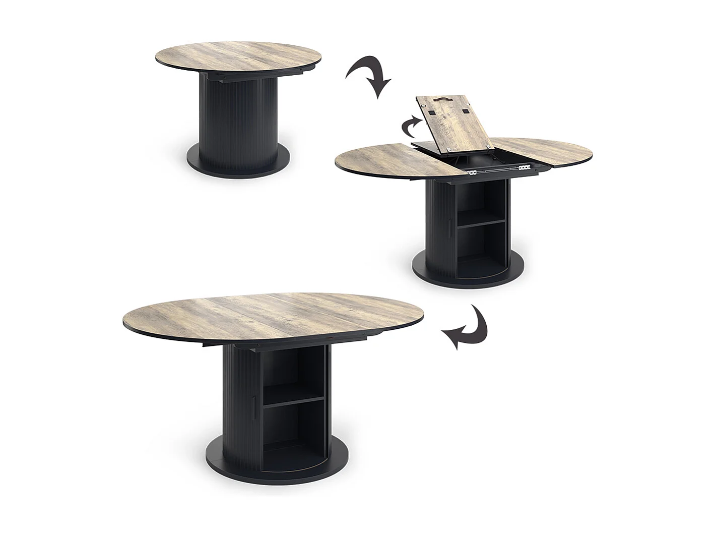Dining table rustic oak/black 120x120x76.2 tavero