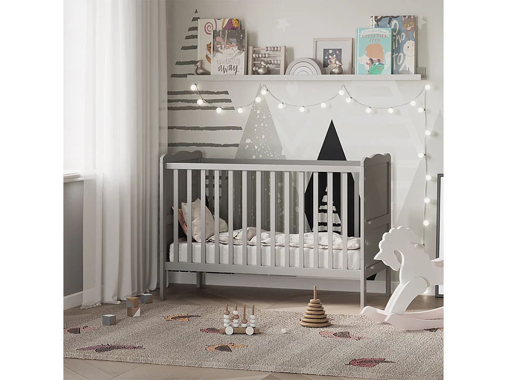 Lit bébé gris 124x65x87 tobi