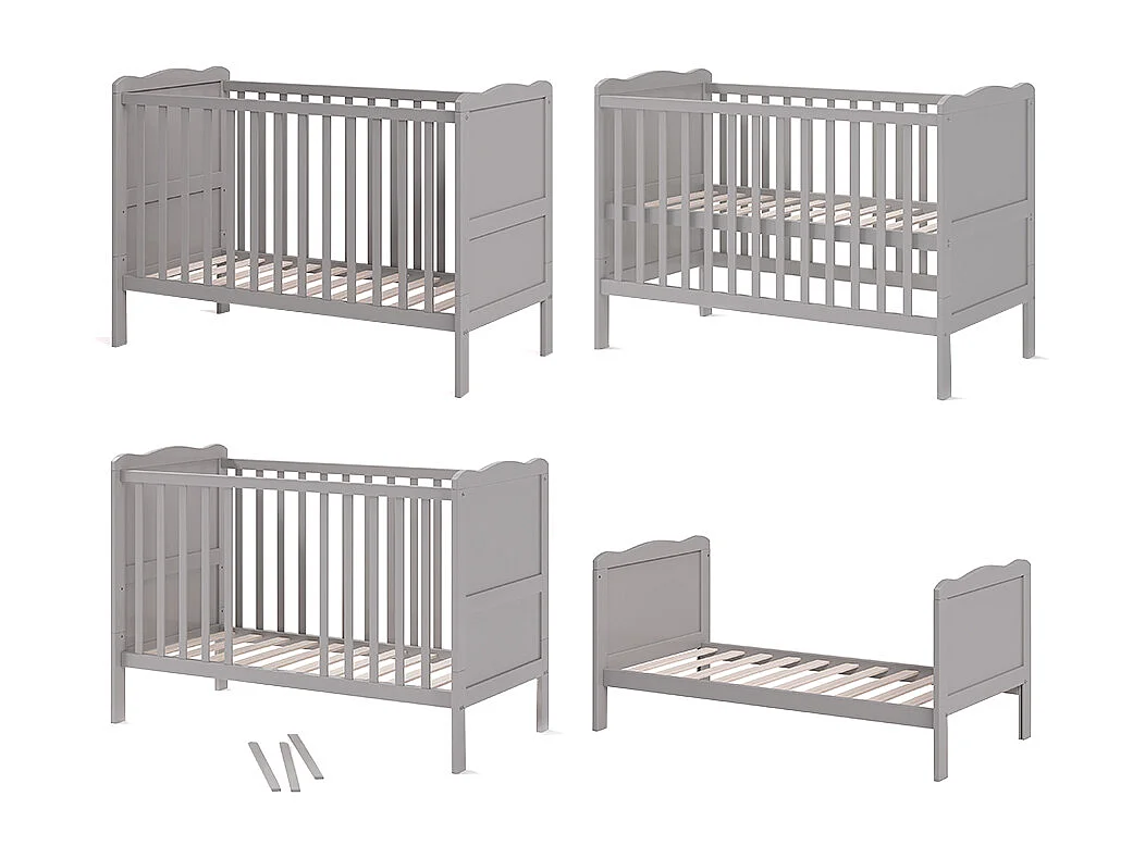 Lit bébé gris 124x65x87 tobi