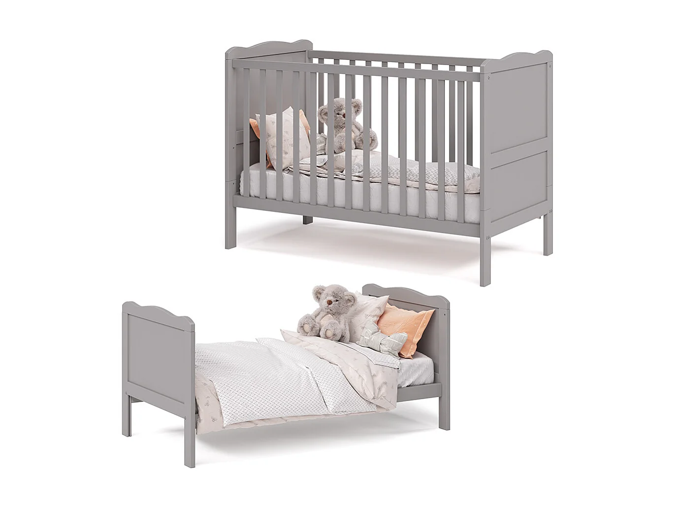 Lit bébé gris 124x65x87 tobi