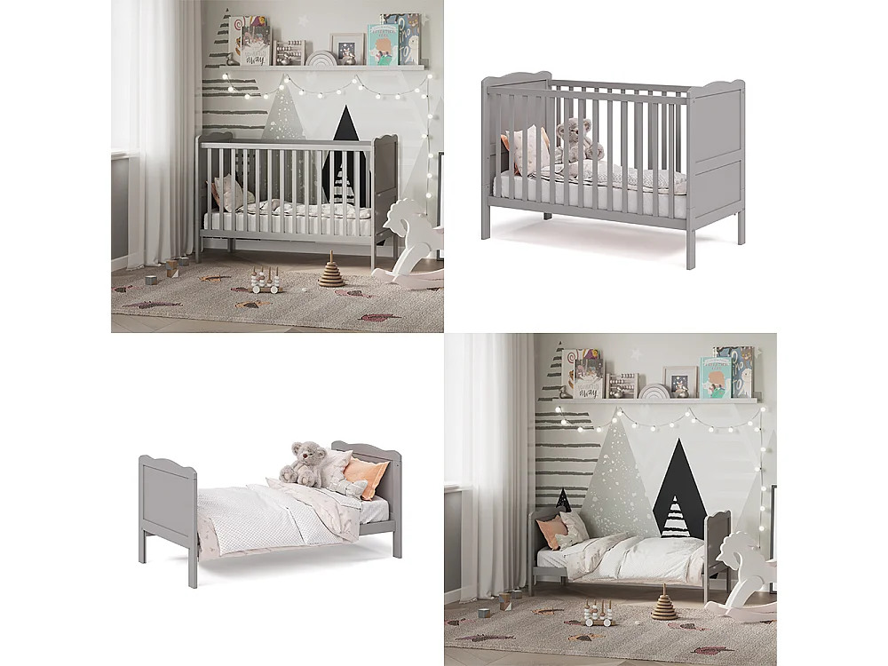 Lit bébé gris 124x65x87 tobi
