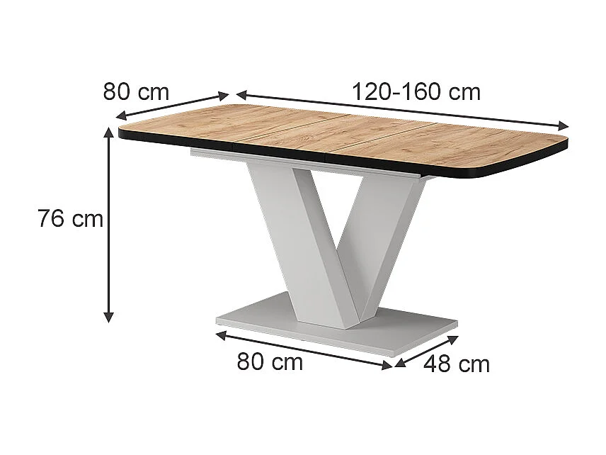 Spisebord sort/hvid 120x80x77.4 fenaro