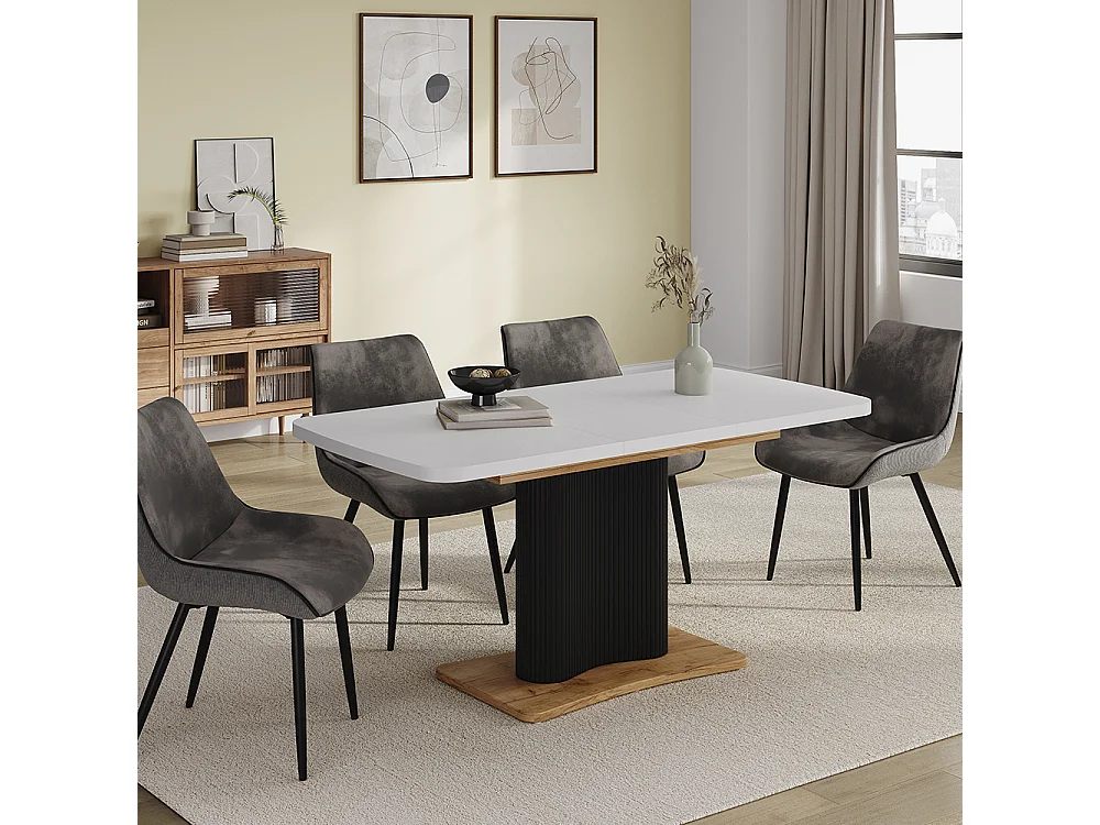 Mesa de comedor roble blanco/dorado 120x80x77.4 fenaro