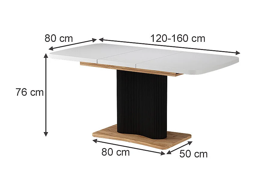 Mesa de comedor roble blanco/dorado 120x80x77.4 fenaro