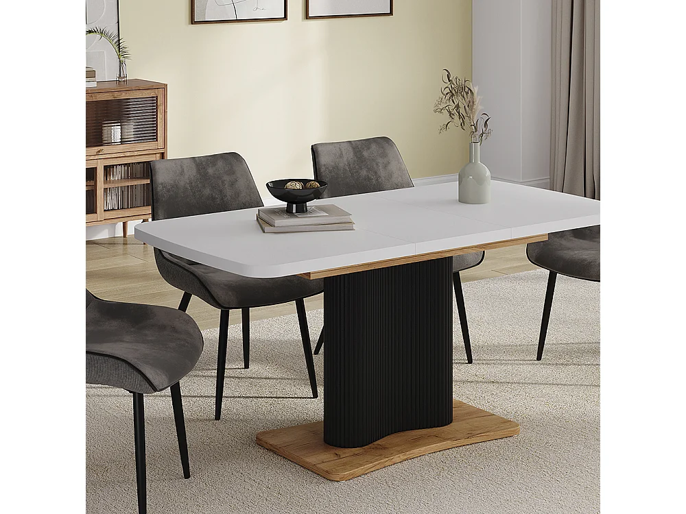 Mesa de comedor roble blanco/dorado 120x80x77.4 fenaro