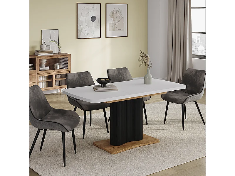 Mesa de comedor roble blanco/dorado 120x80x77.4 fenaro