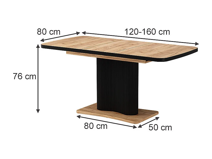 Table de salle à manger chêne noir/force de lor 120x80x77.4 fenaro