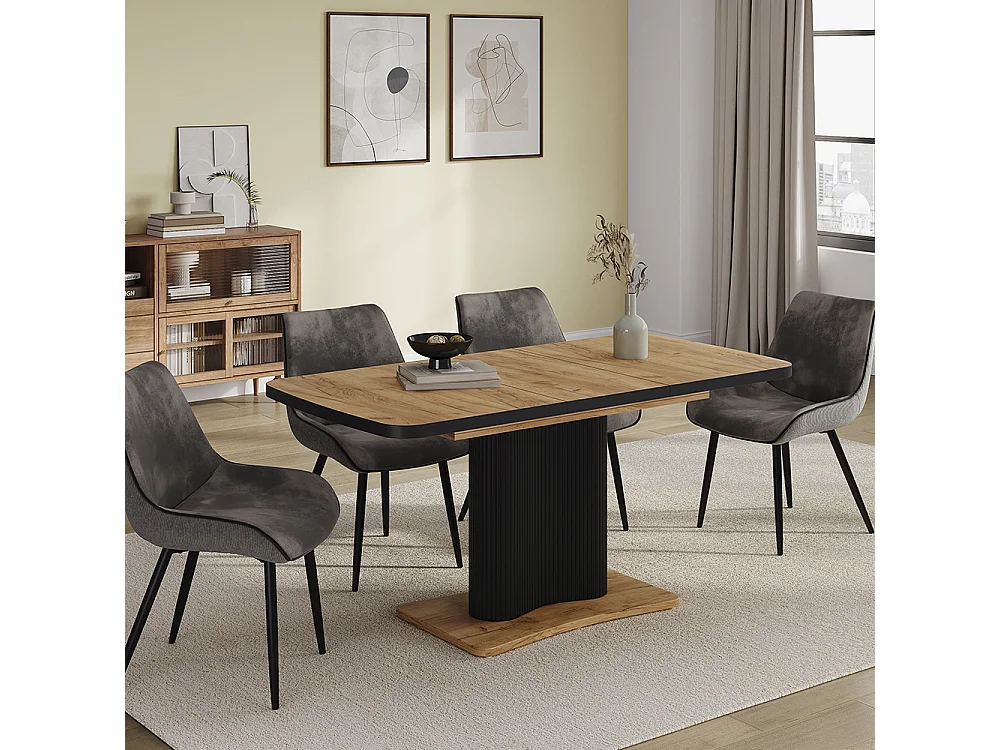 Table de salle à manger chêne noir/force de lor 120x80x77.4 fenaro