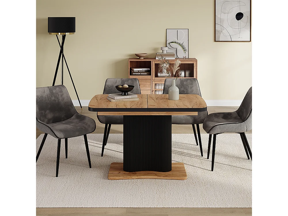 Table de salle à manger chêne noir/force de lor 120x80x77.4 fenaro