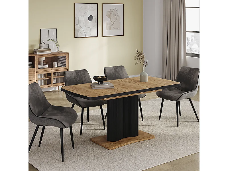 Table de salle à manger chêne noir/force de lor 120x80x77.4 fenaro