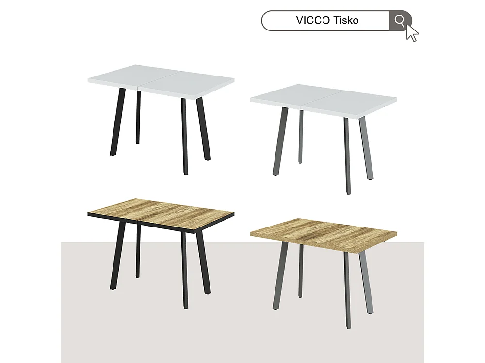 Esstisch weiß/grau 160x80x76 tisko