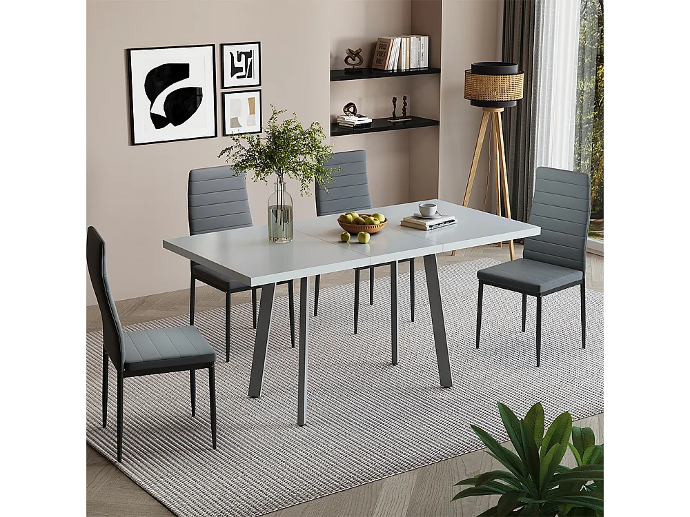 Spisebord hvid/grå 160x80x76 tisko