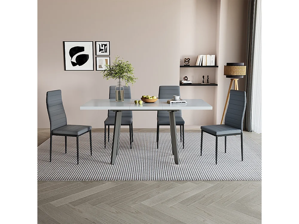 Spisebord hvid/grå 160x80x76 tisko