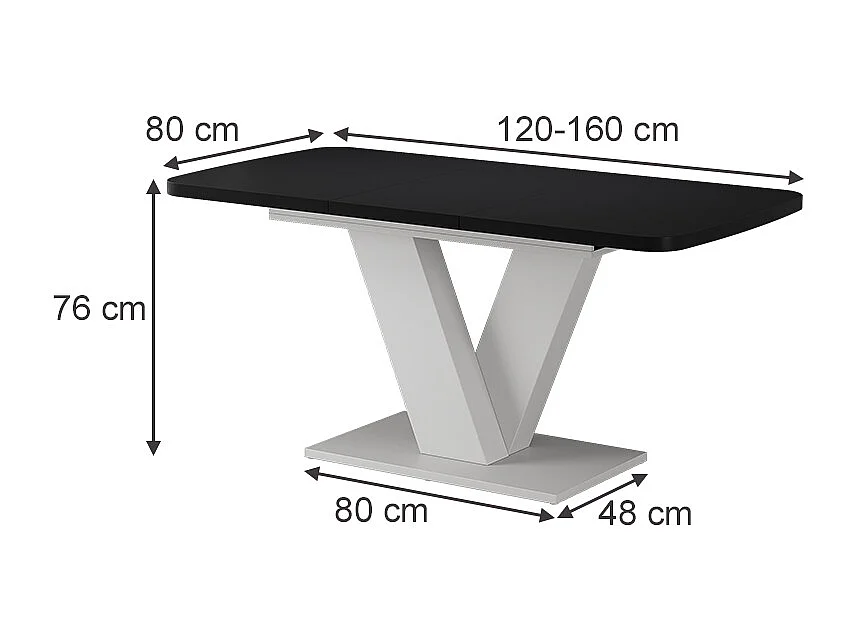 Spisebord sort/hvid 120x80x77.4 fenaro