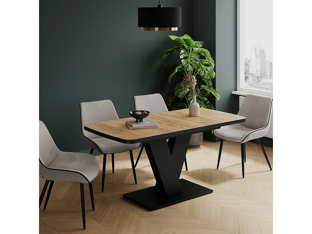 Table de salle à manger chêne doré/noir 120x80x77.4 fenaro