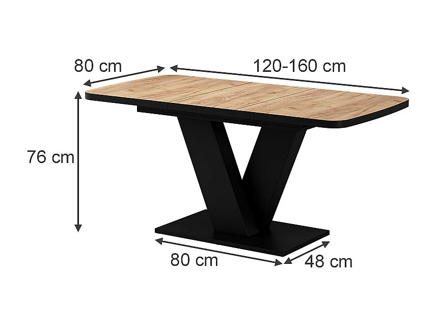 Table de salle à manger chêne doré/noir 120x80x77.4 fenaro