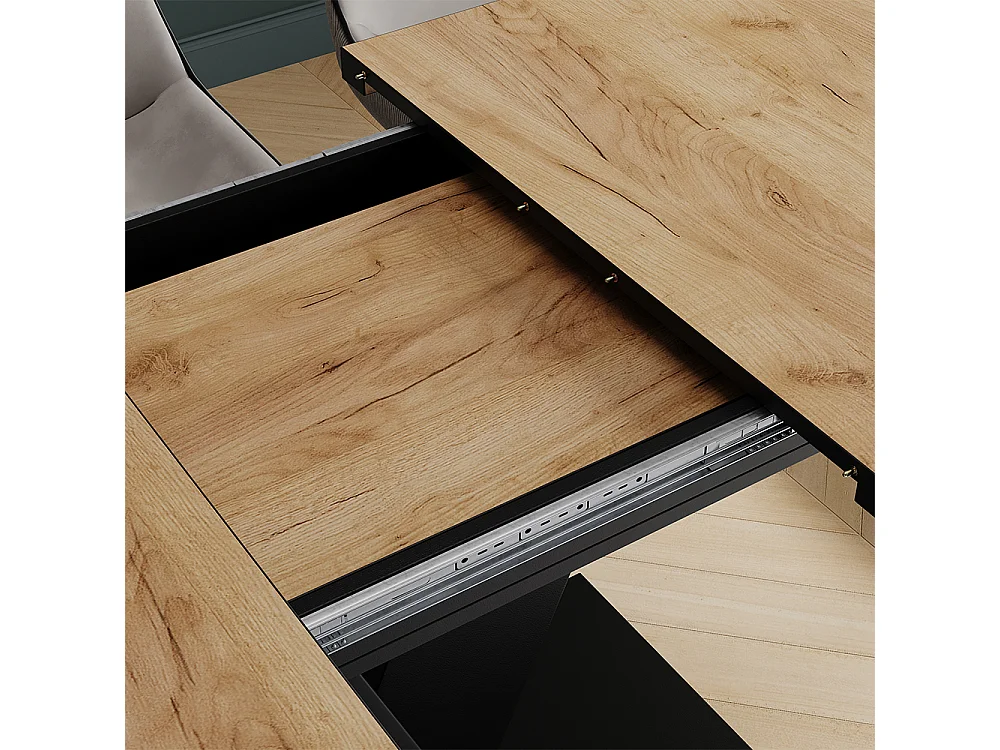 Table de salle à manger chêne doré/noir 120x80x77.4 fenaro