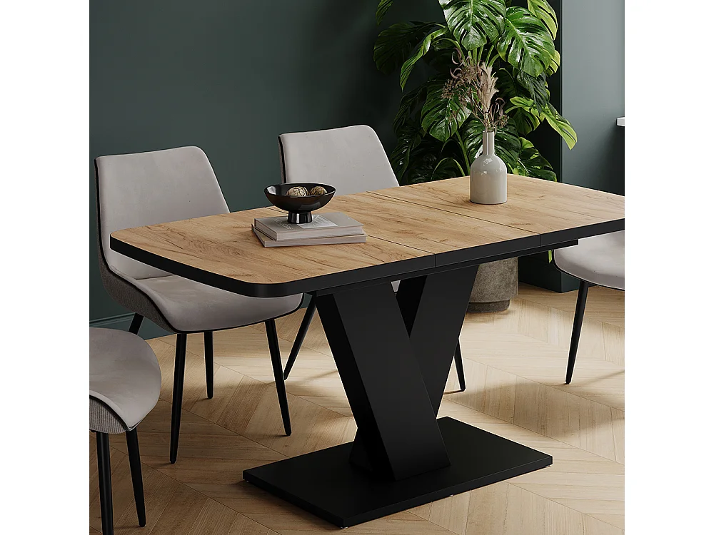 Table de salle à manger chêne doré/noir 120x80x77.4 fenaro