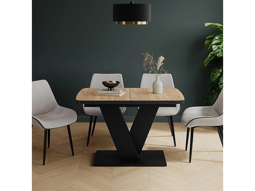 Table de salle à manger chêne doré/noir 120x80x77.4 fenaro