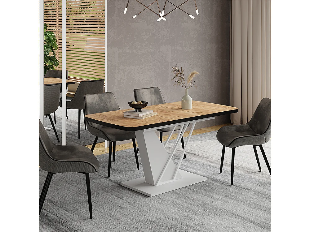 Table de salle à manger chêne doré/blanc 120x80x77.4 fenaro