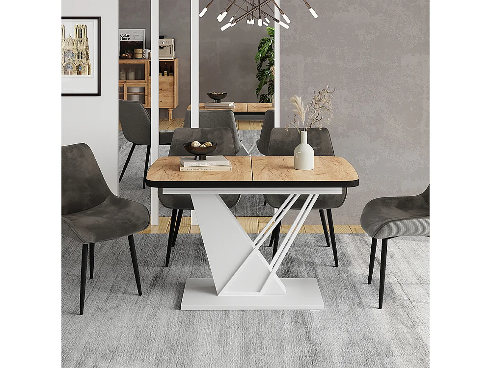 Table de salle à manger chêne doré/blanc 120x80x77.4 fenaro