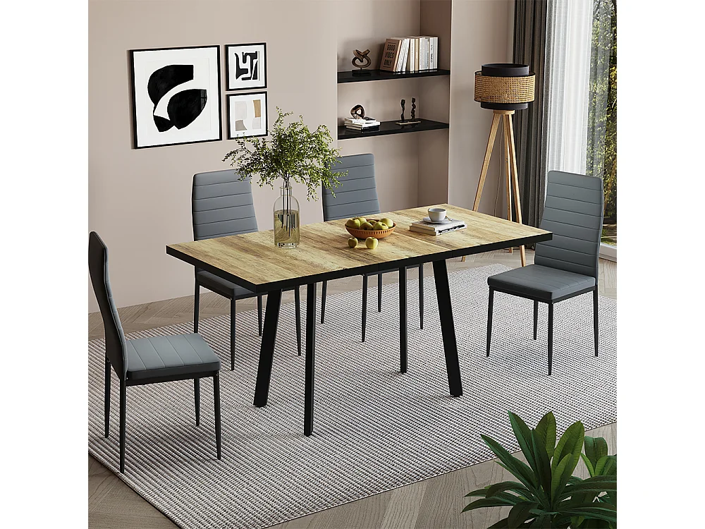 Esstisch eiche rustikal/schwarz 160x80x76 tisko