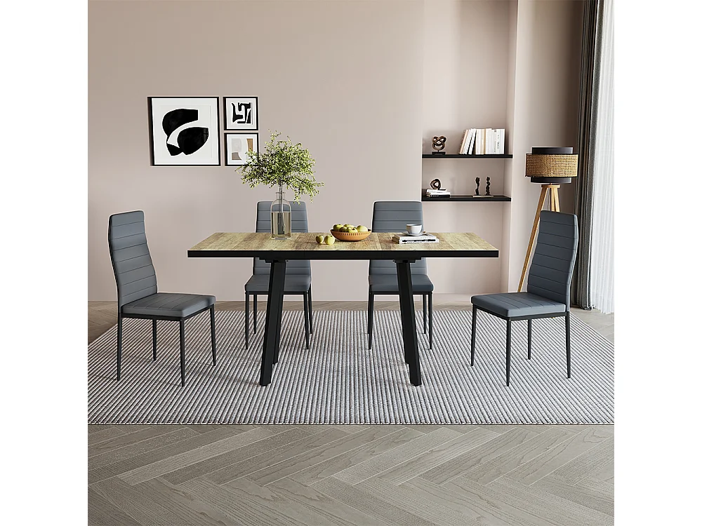 Esstisch eiche rustikal/schwarz 160x80x76 tisko