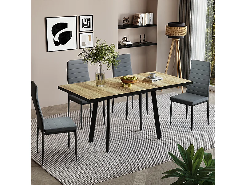 Esstisch eiche rustikal/schwarz 160x80x76 tisko