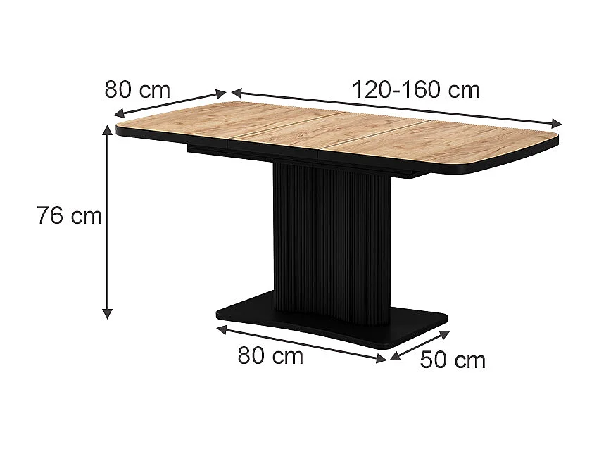 Table de salle à manger chêne doré/noir 120x80x77.4 fenaro