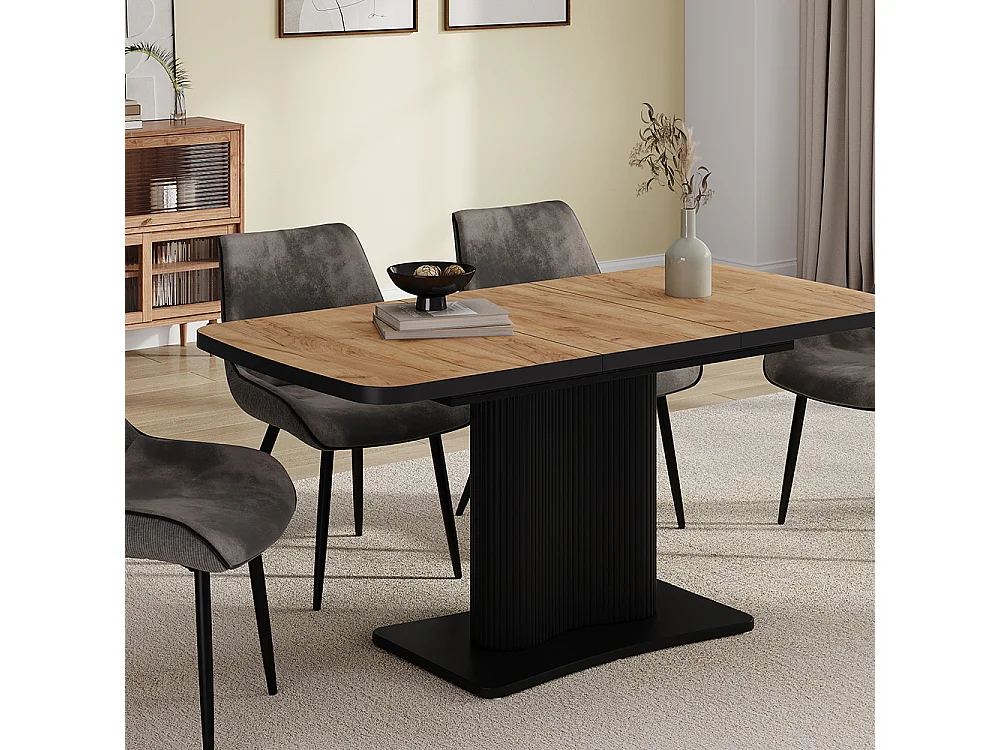 Table de salle à manger chêne doré/noir 120x80x77.4 fenaro