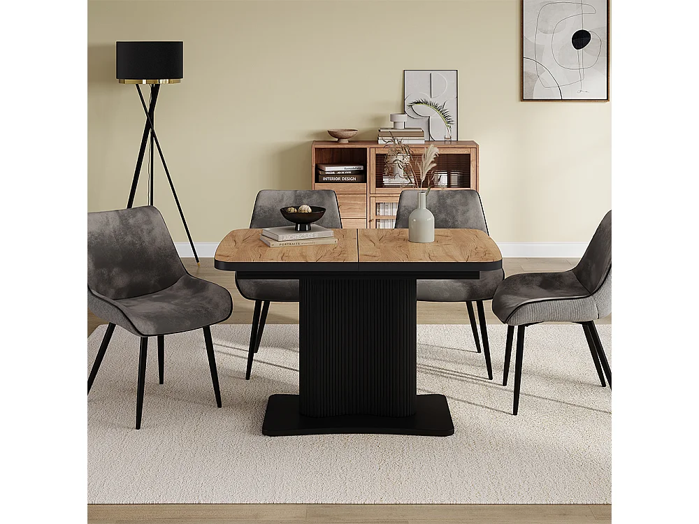 Table de salle à manger chêne doré/noir 120x80x77.4 fenaro