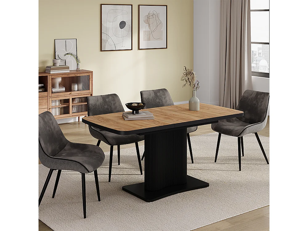 Table de salle à manger chêne doré/noir 120x80x77.4 fenaro