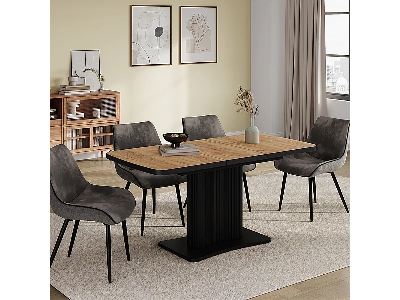 Table de salle à manger chêne doré/noir 120x80x77.4 fenaro