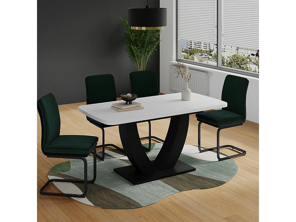 Table de salle à manger blanc/noir 120x80x77.4 fenaro