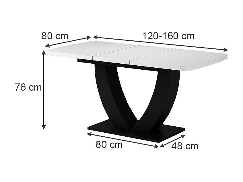 Table de salle à manger blanc/noir 120x80x77.4 fenaro