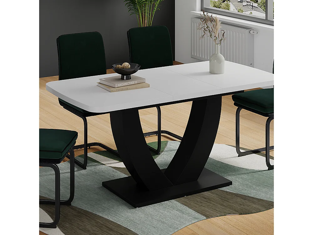 Table de salle à manger blanc/noir 120x80x77.4 fenaro