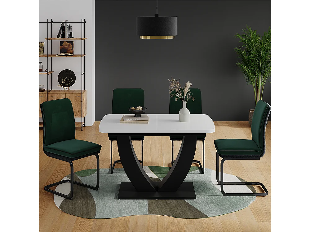 Table de salle à manger blanc/noir 120x80x77.4 fenaro