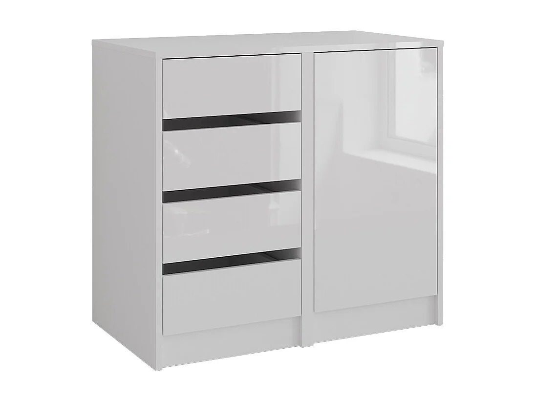 Commode avec tiroirs blanc/blanc brillant 80.2x50.1x76 sherry