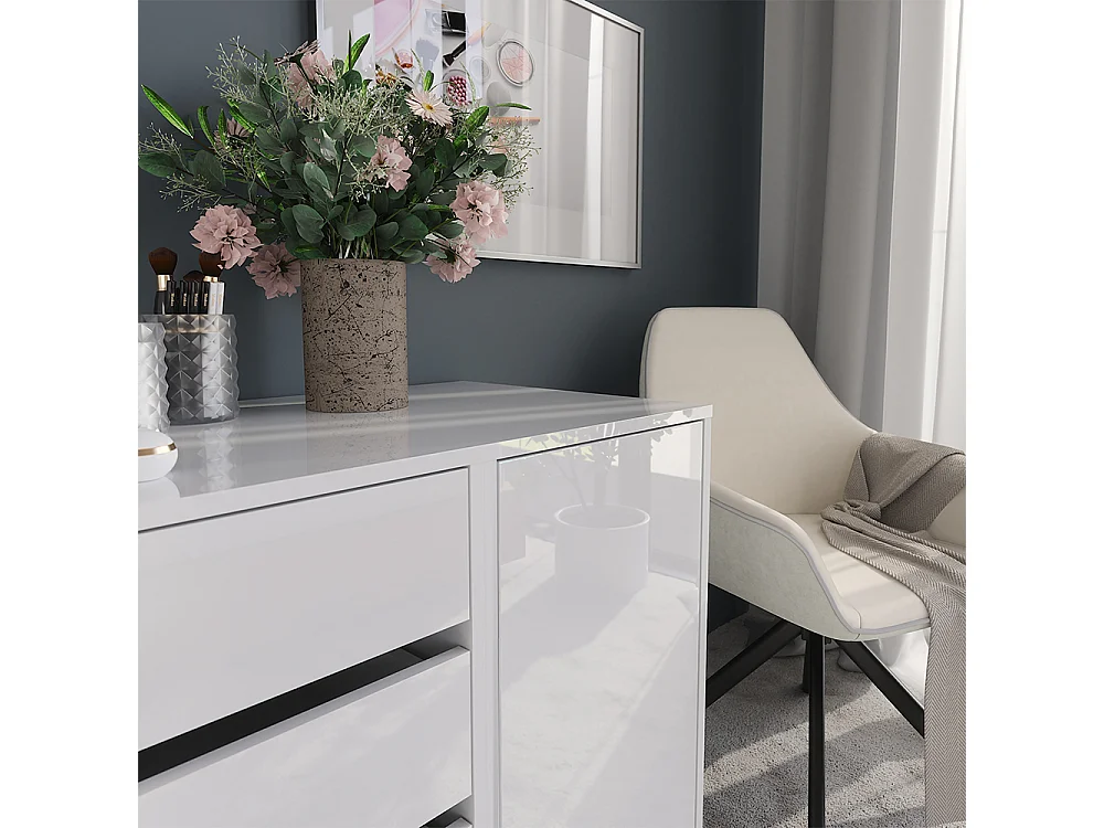 Commode avec tiroirs blanc/blanc brillant 80.2x50.1x76 sherry