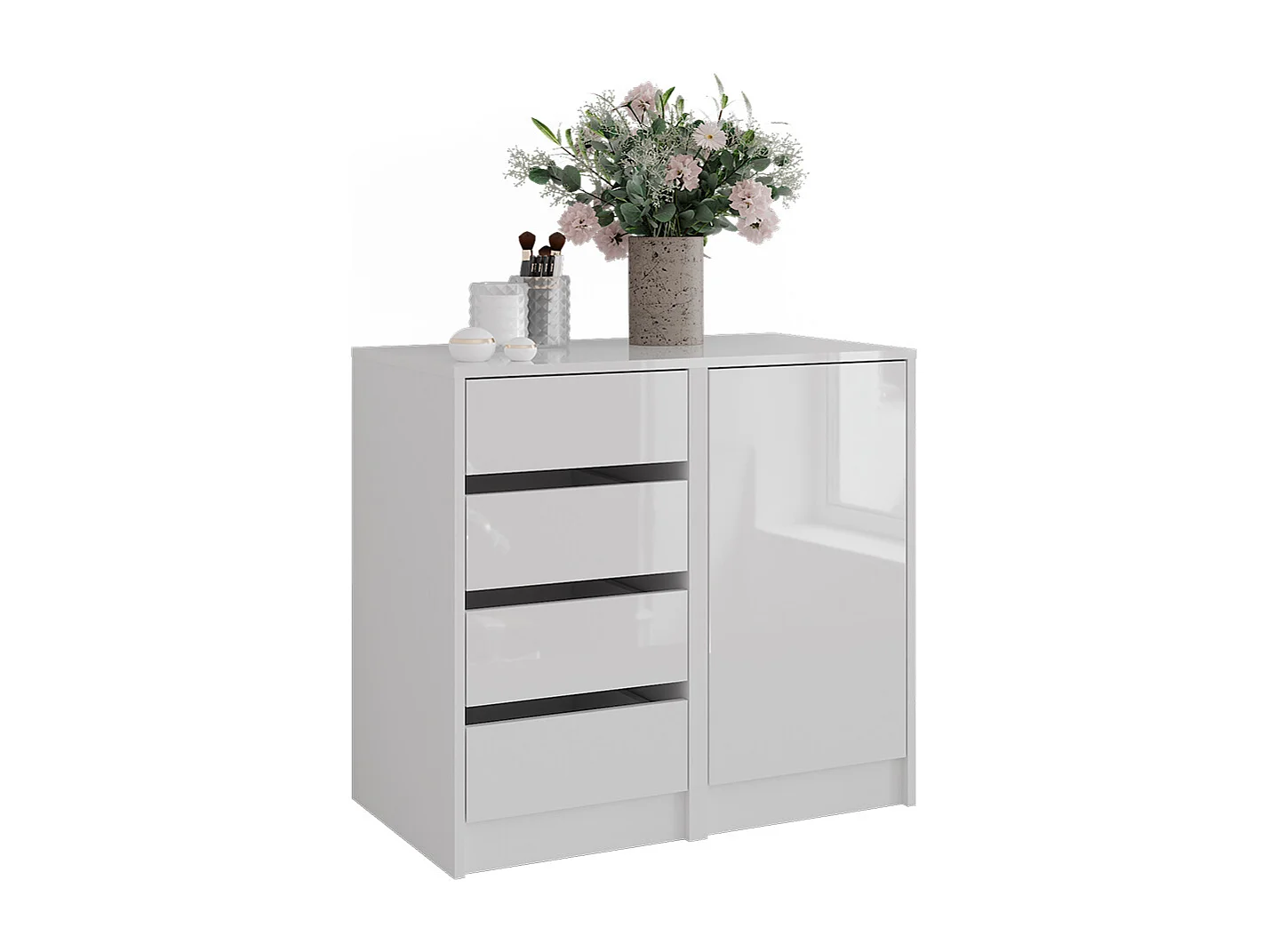 Commode avec tiroirs blanc/blanc brillant 80.2x50.1x76 sherry