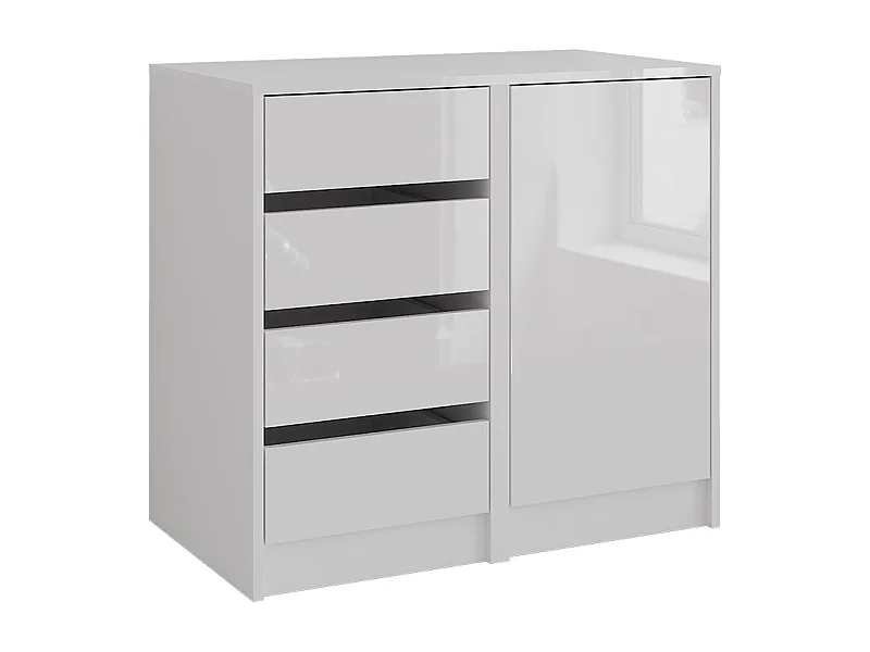 Commode avec tiroirs blanc/blanc brillant 80.2x50.1x76 sherry