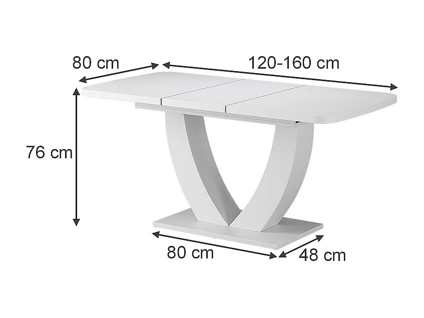 Spisebord hvid 120x80x77.4 fenaro