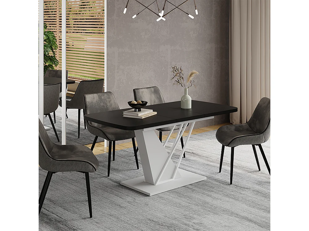 Table de salle à manger noir/blanc 120x80x77.4 fenaro