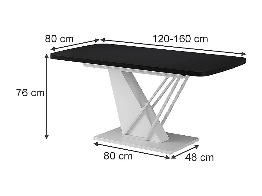 Table de salle à manger noir/blanc 120x80x77.4 fenaro