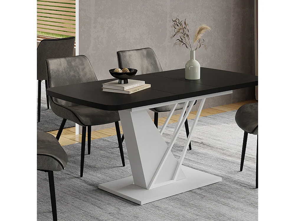Table de salle à manger noir/blanc 120x80x77.4 fenaro