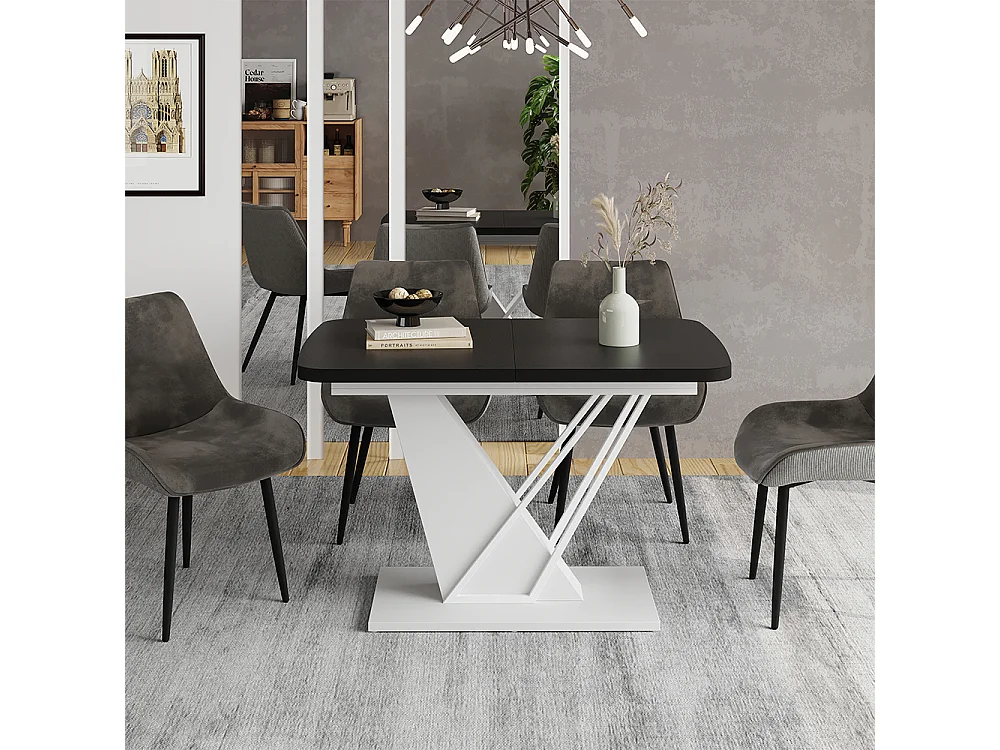 Spisebord sort/hvid 120x80x77.4 fenaro