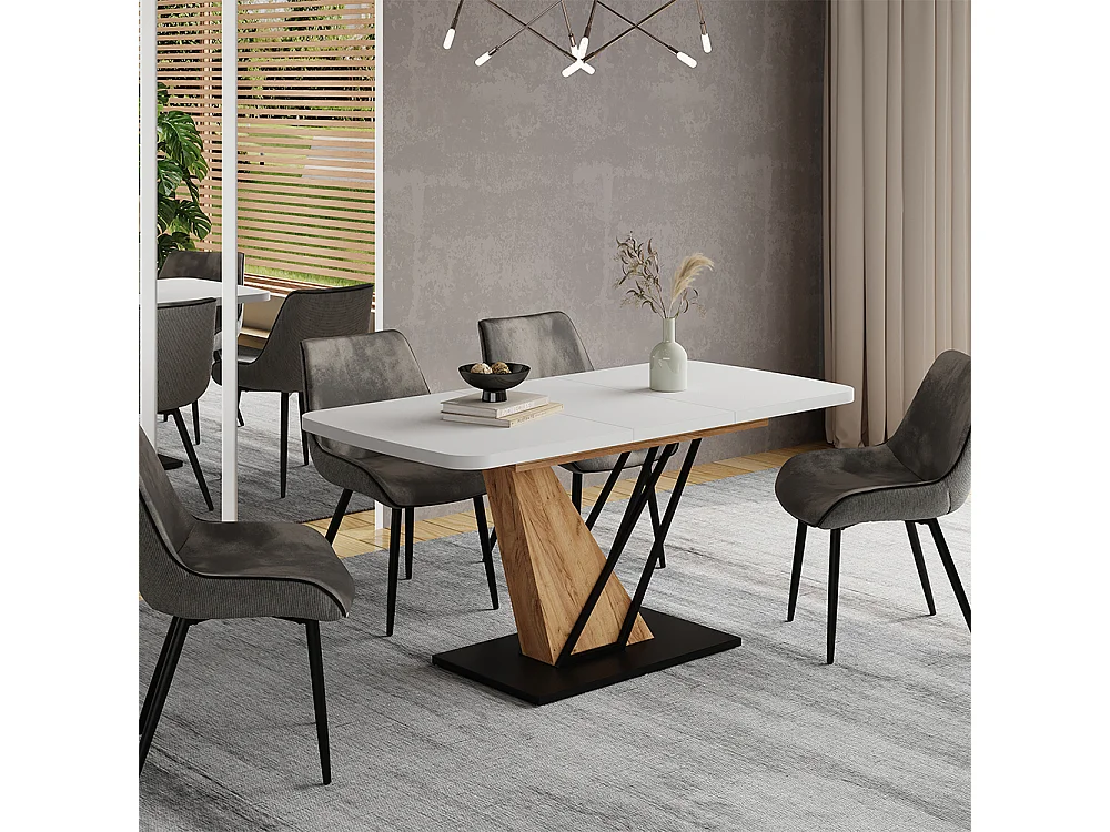 Table de salle à manger chêne blanc/force de lor 120x80x77.4 fenaro