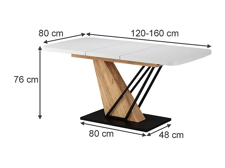 Table de salle à manger chêne blanc/force de lor 120x80x77.4 fenaro