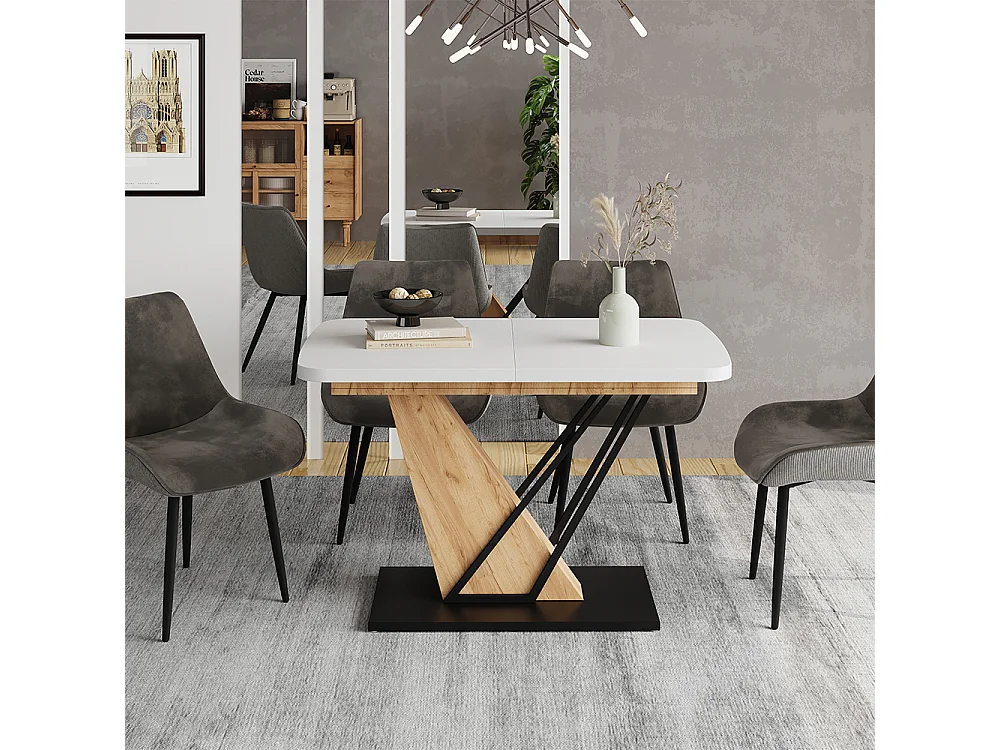 Table de salle à manger chêne blanc/force de lor 120x80x77.4 fenaro